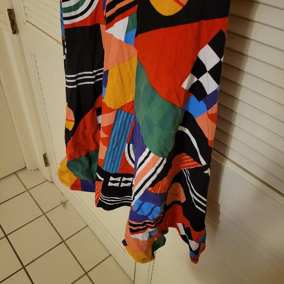 Nooworks Colorful Kidcore Stretch Midi Dress Ruffled Sleeves Large - Picture 6 of 7